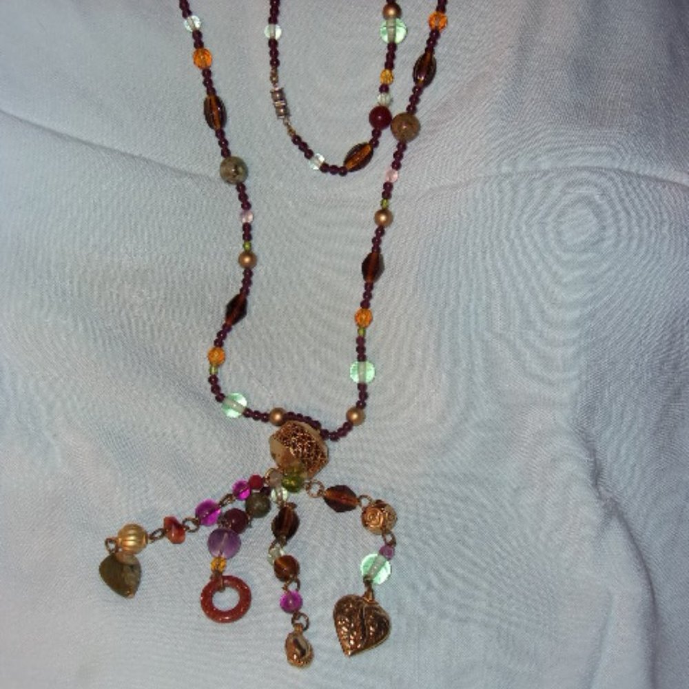 Beaded Multicolor Long Tassel Necklace with ornaments/stones